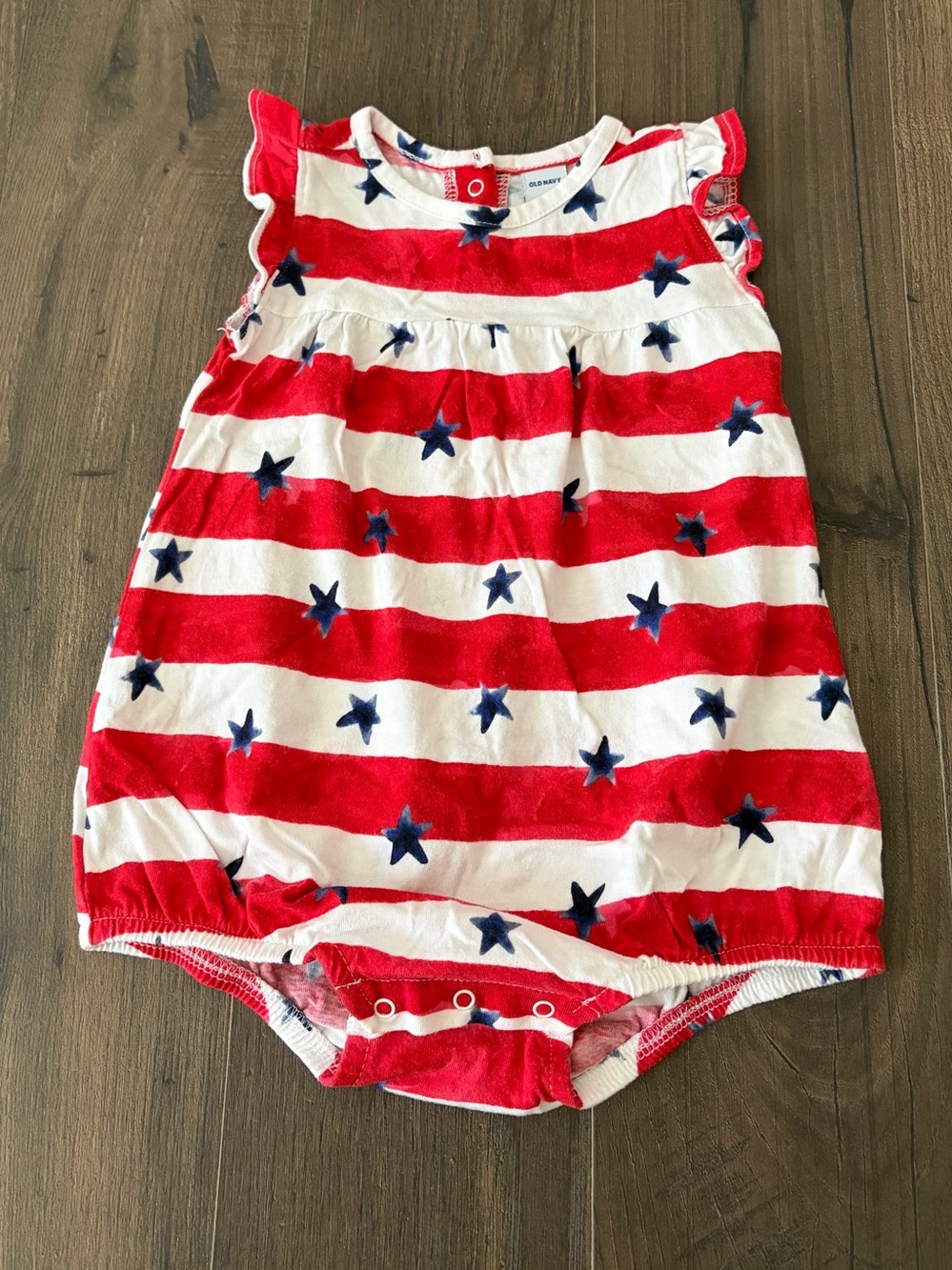 Old Navy Red White & Navy Star Stripe Baby Romper